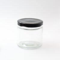 Envase de vidrio 300 c.c. tapa metálica negra